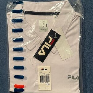 Brand new with tags original 90's vintage unopened white fila XXL tennis polo